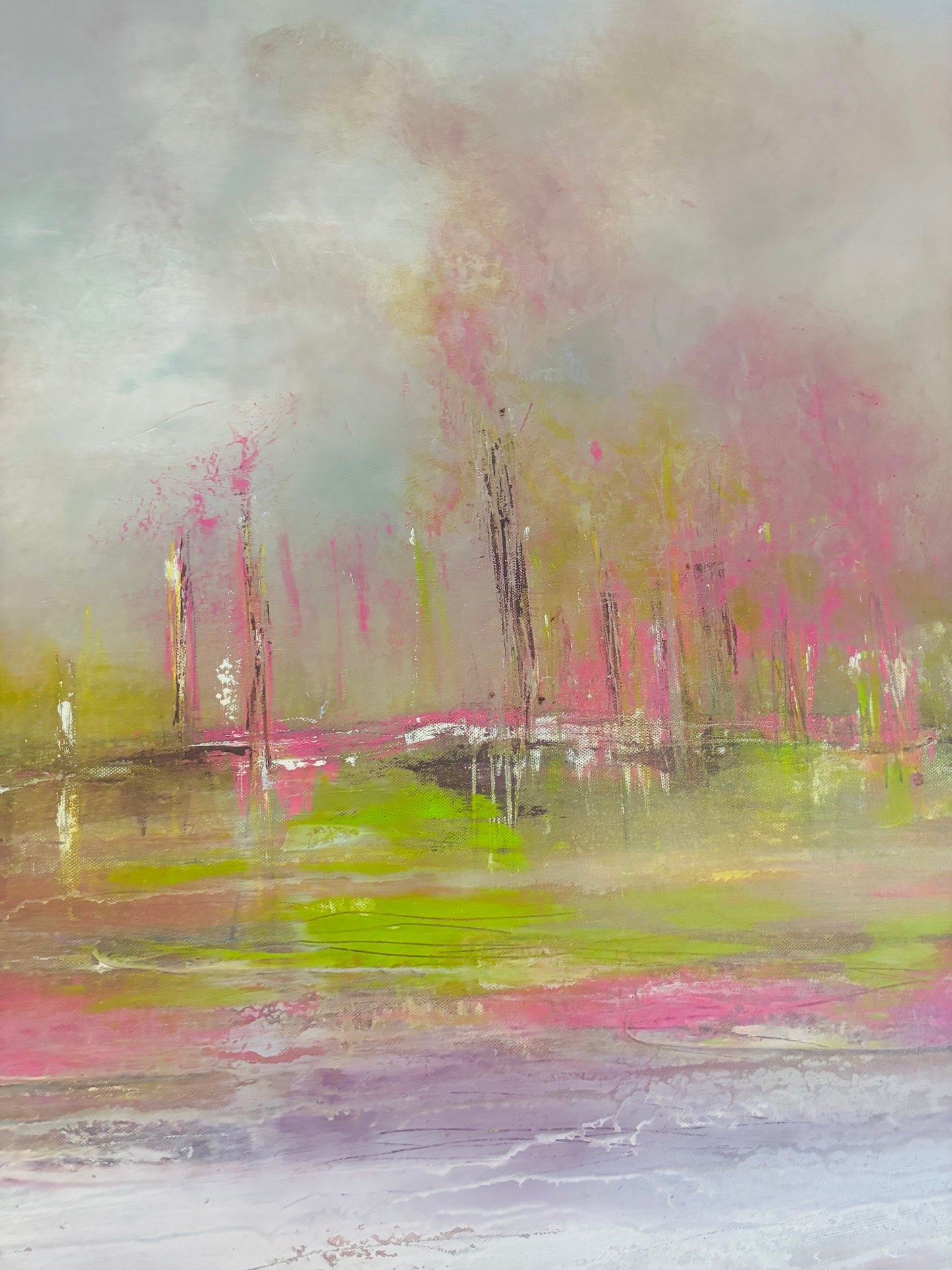 Abstract landscape acrylic painting laura Kedzlie art