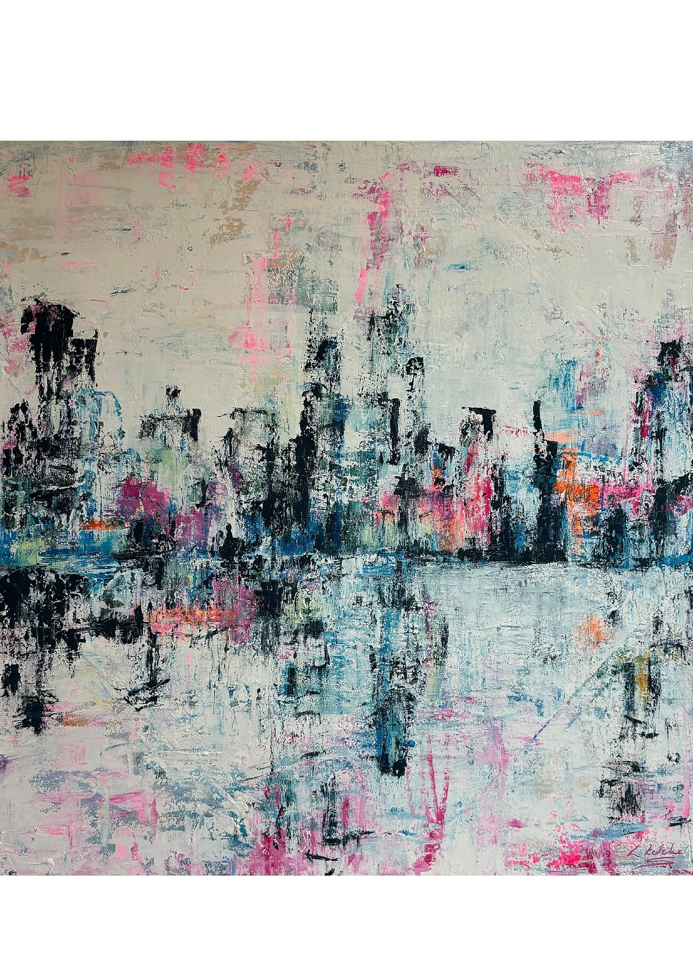New York art print with border Laura kedzlie abstract contemporary cityscape art