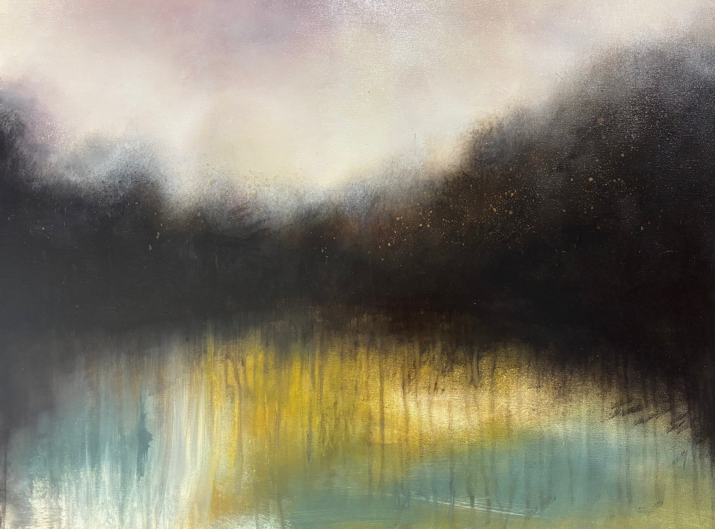 Warmth of December abstract landscape painting laura Kedzlie art
