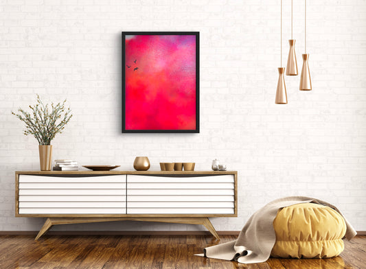 Vibrant skies pink abstract cloud painting