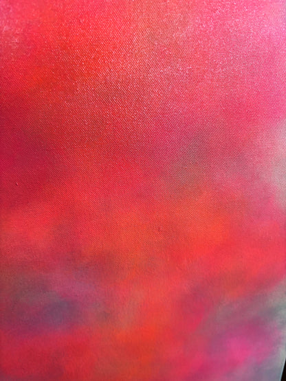 Pink sky cloud art painting