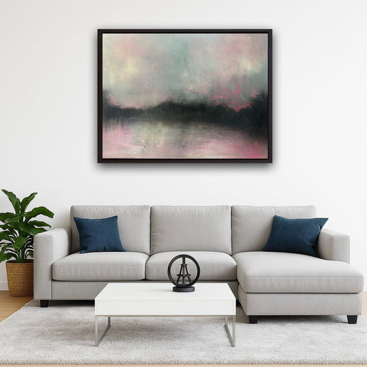 River Thames sunset pink painting 