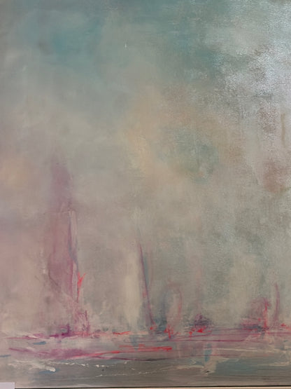 Abstract painting with soft pastel colors and blurred forms