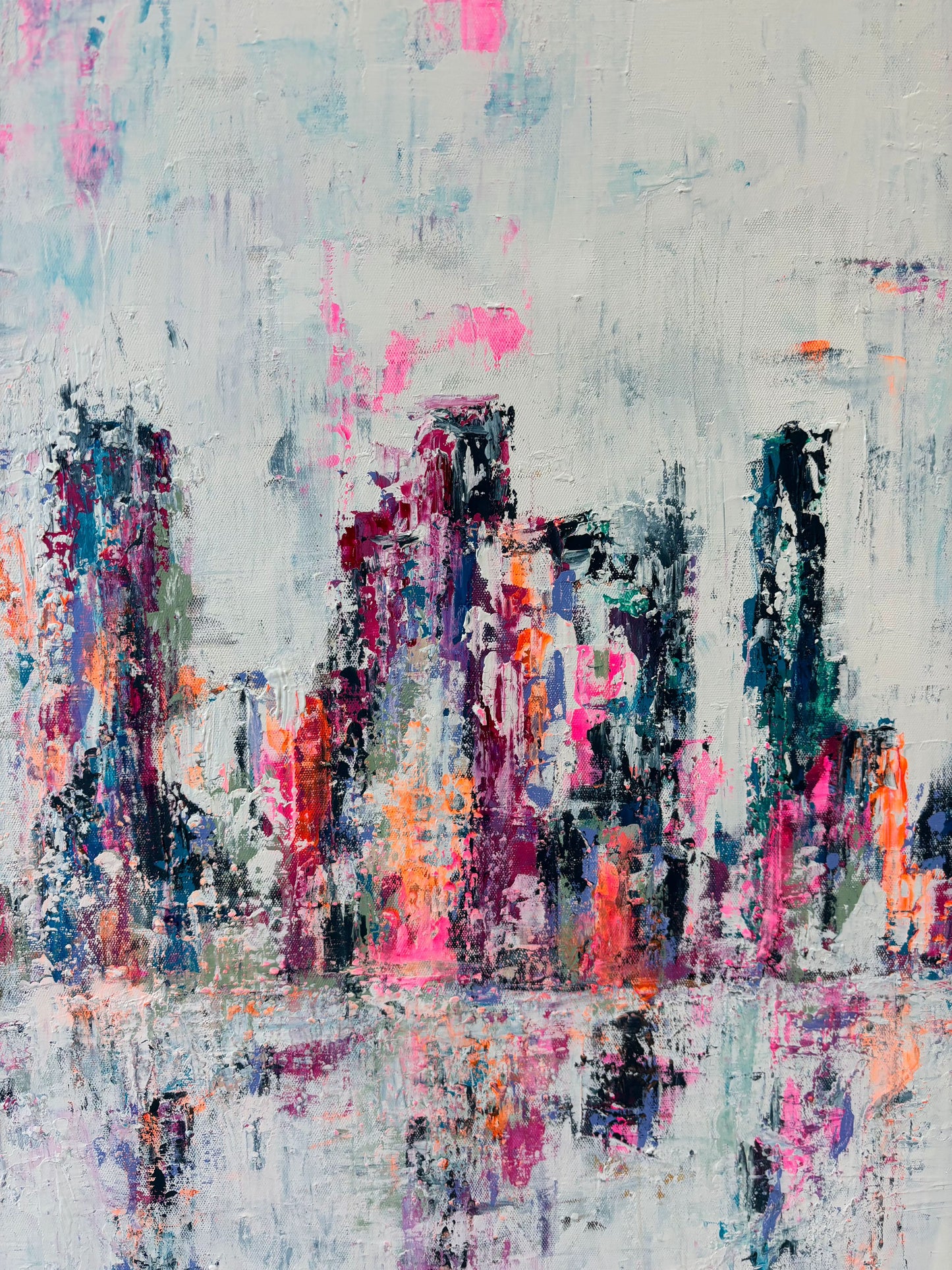 City Lights acrylic abstract contemporary canvas art