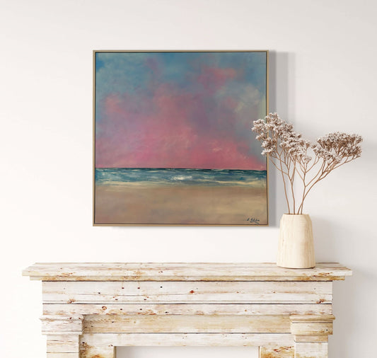 A day on beach art painting oil Laura Kedzlie Art