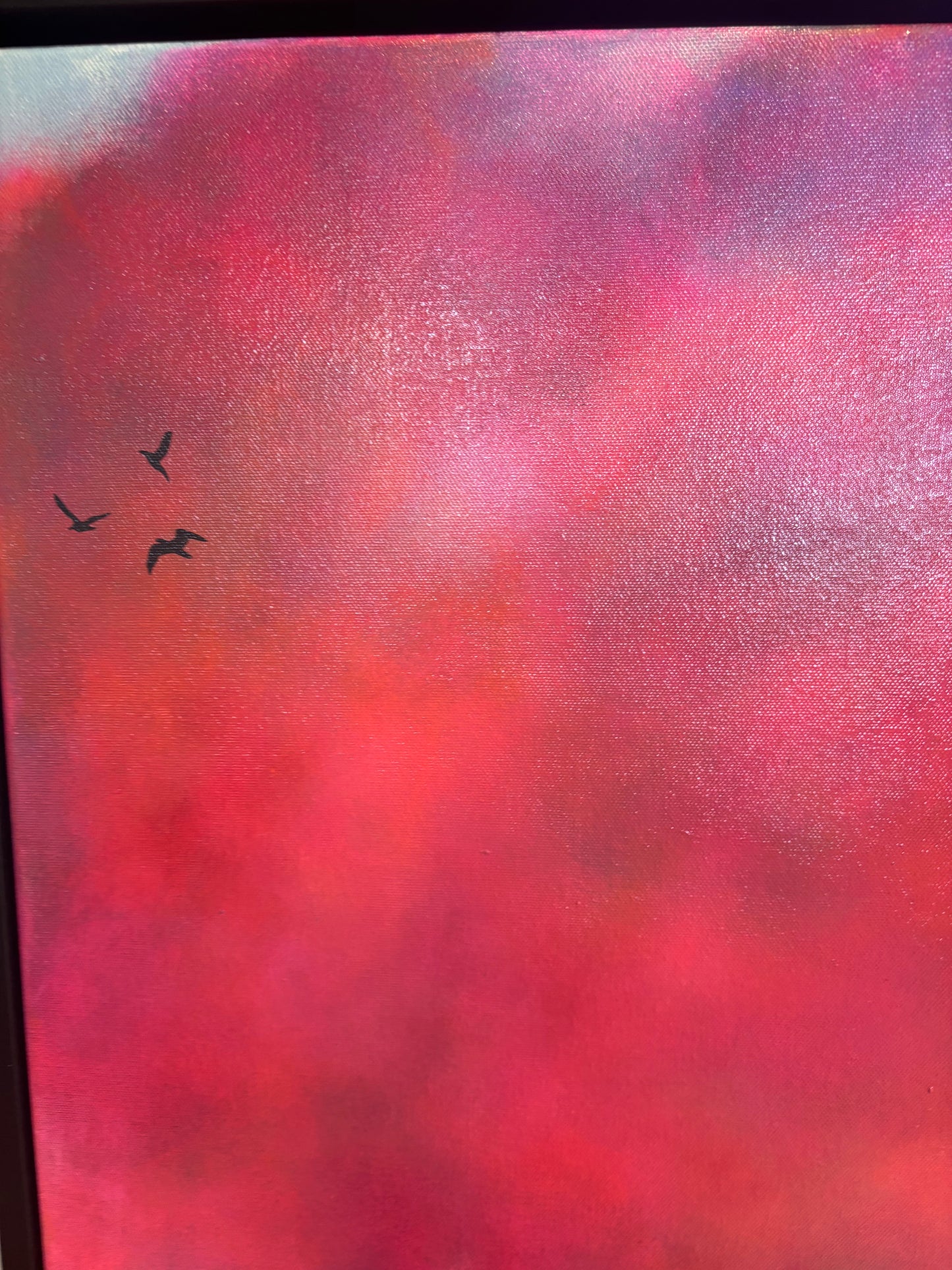 Pink sky cloud painting birds