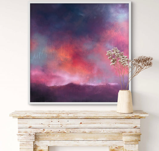 Landscape sunset pink purple contemporary art painting