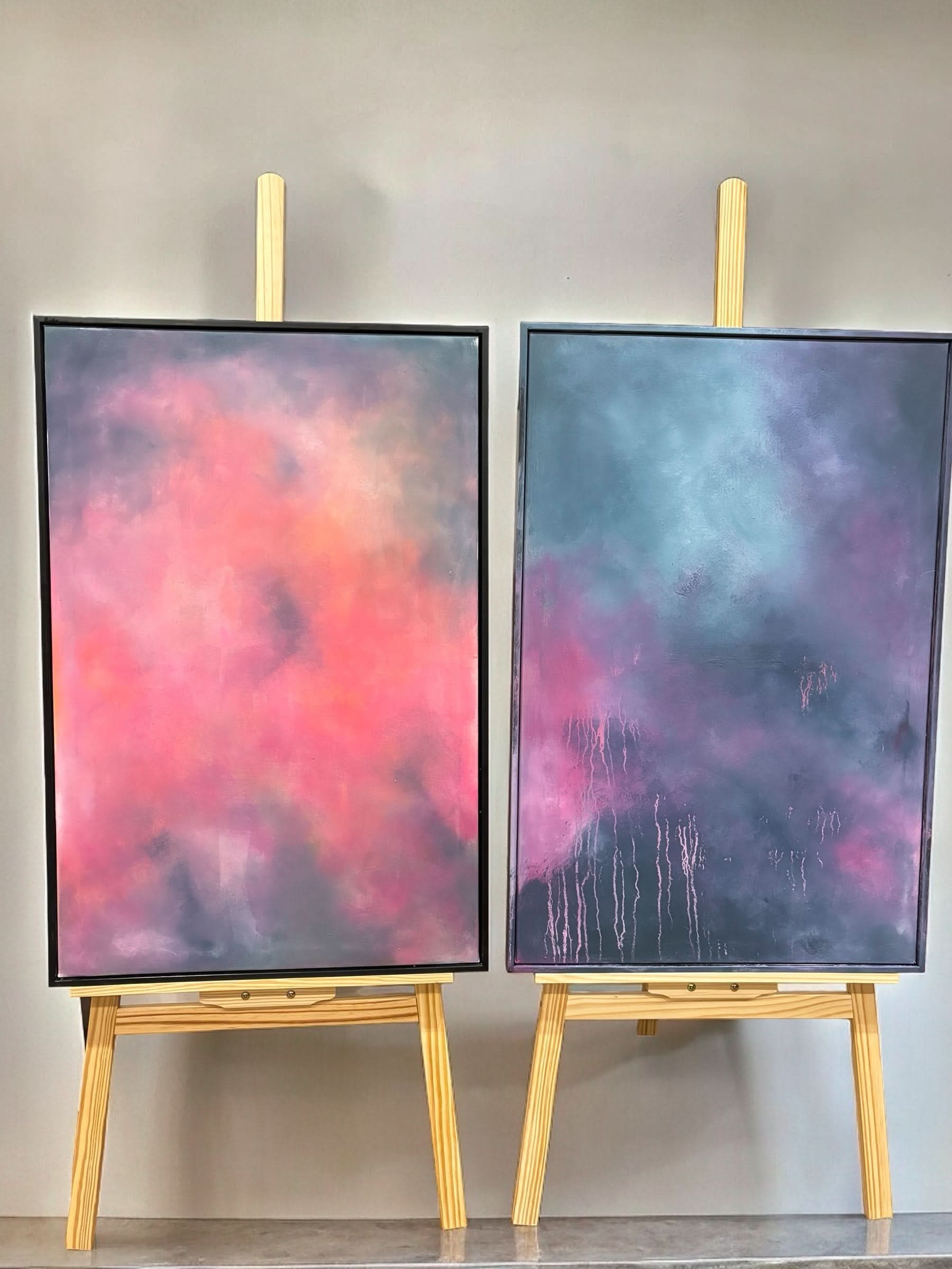 Embracing Dusk part I & II abstact sky painting contemporary art