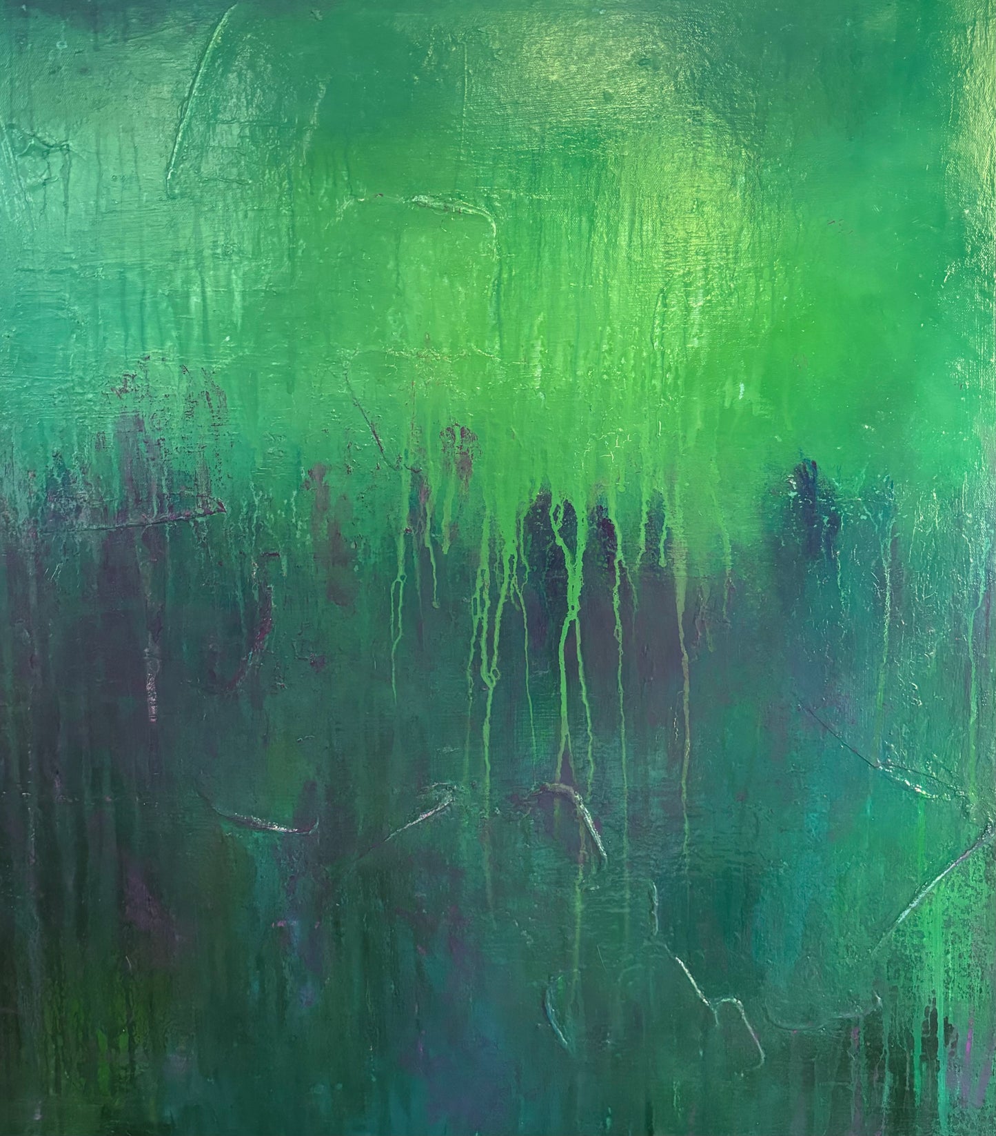 Woodland green forest painting laura kedzlie art