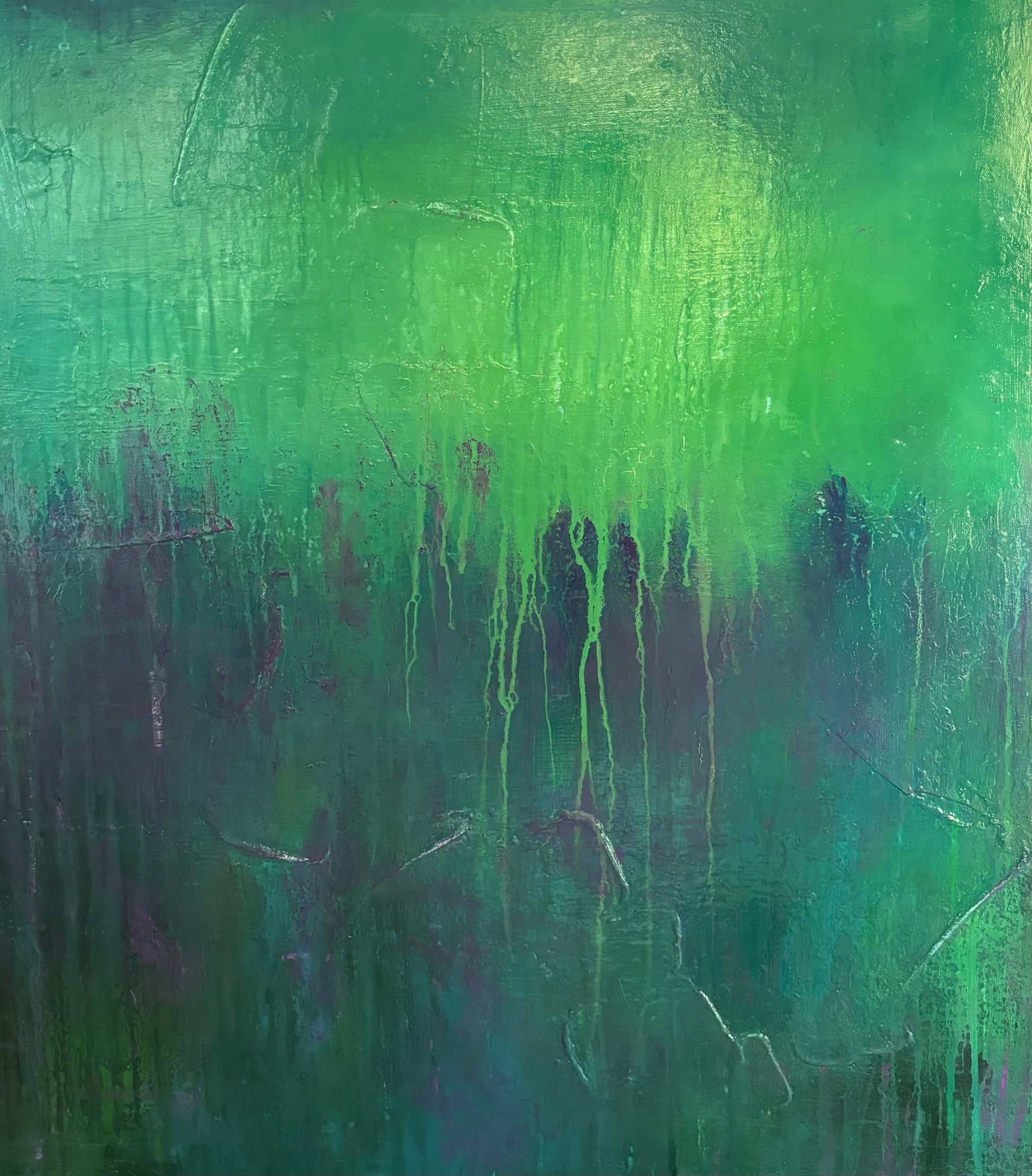 Woodland green forest painting laura kedzlie art