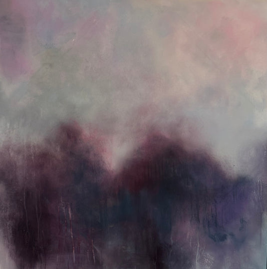 Purple abstract woodland painting laura Kedzlie art