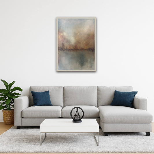 Earthy muted colours ethereal lake river painting