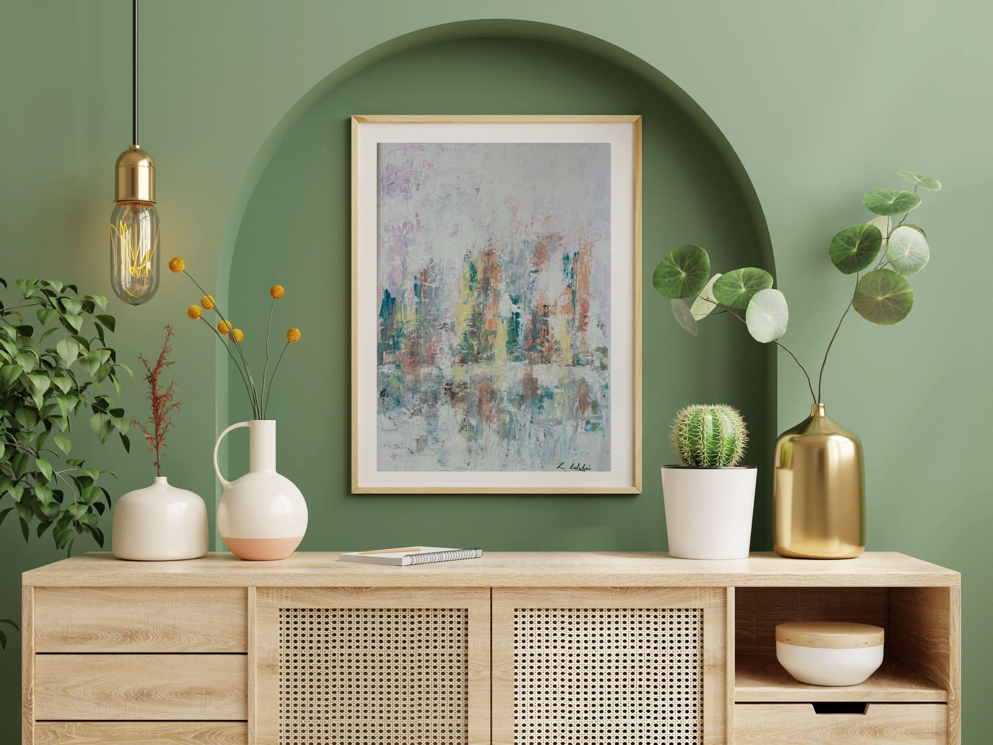 London Calm pastel colour acrylic framed painting laura kedzlie art