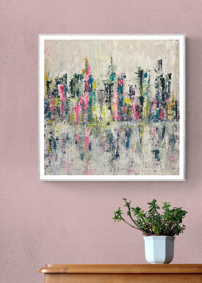 London town absract art cityscape painting laura kedzlie art