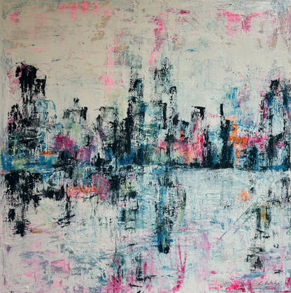 New York Lights abstract cityscape painting laura kedzlie art