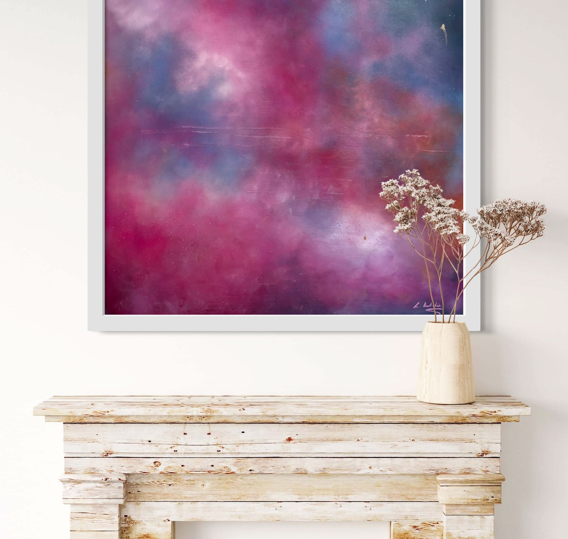 acrylic cloud painting dramatic skyline pink