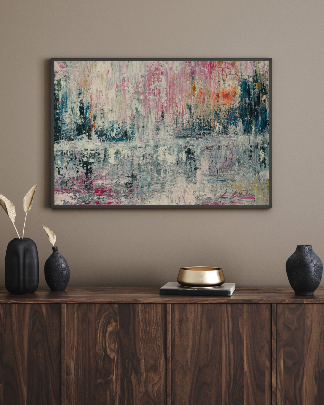 Serenity abstract art framed laura kedzlie art