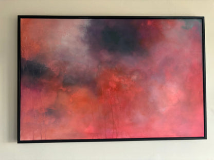 sunlit sky laura kedzlie art abstract pink cloud painting