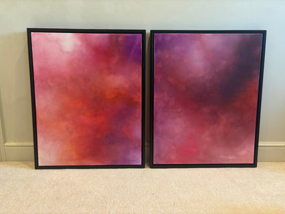 whispers in the cloud dramatic pink red cloud painting laura kedzlie art