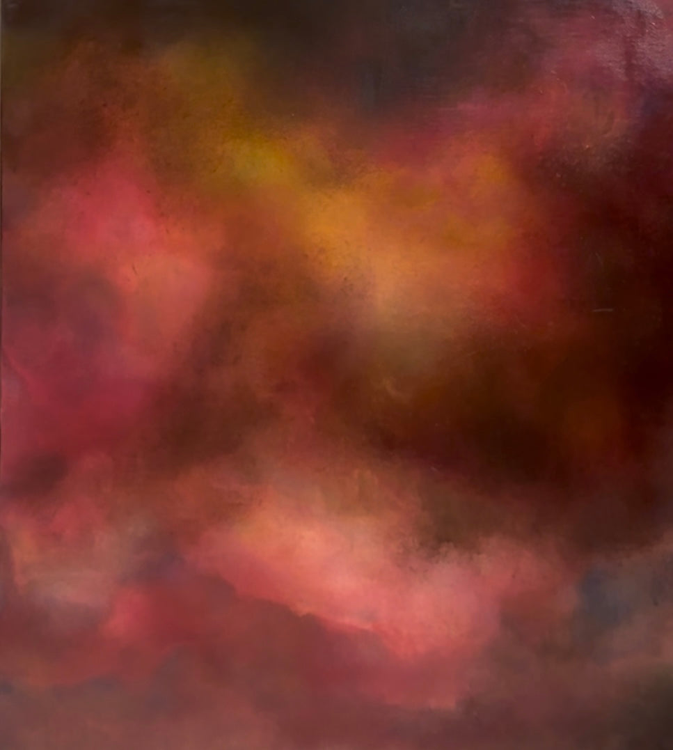 wild skies burnt orange abstract painting laura kedzlie art