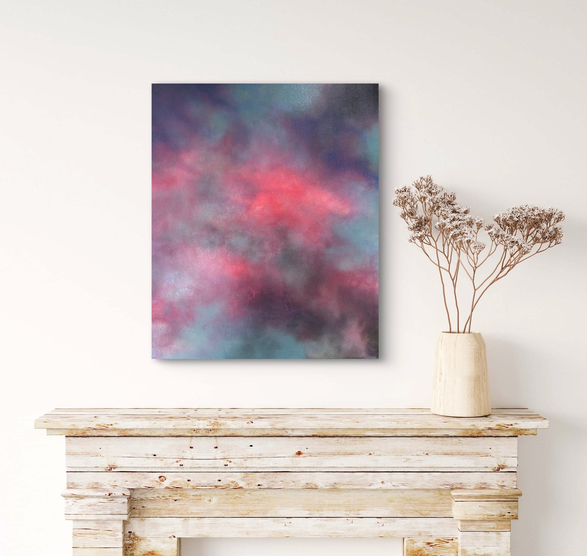 abstract pink cloud sky painting